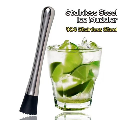 Mano de Mortero para Cócteles de Acero Inoxidable 304 Herramienta de Bar Con Cabeza Ranurada para Triturar Hielo Fruta Limón