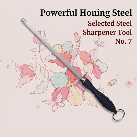 Handheld Stainless Steel Honing Rod Sharpener For Kitchen Knife Quick Sharpening Tool With Ergonomic Handle And Hanging Loop