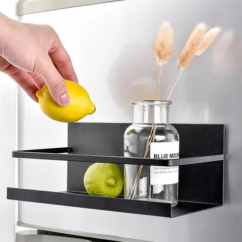 Magnetic Fridge Spice Rack Stainless Steel Kitchen Storage Shelf Organizer Over The Refrigerator Magnetic Rack For Jars Bottles