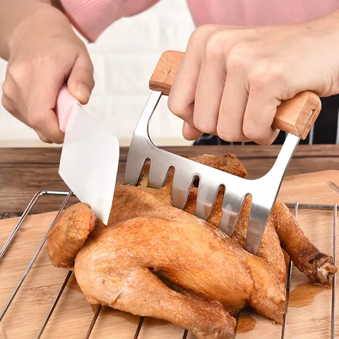 Stainless Steel Meat Claws BBQ Shredder Claws With Wood Handle For Shredding Pulled Pork Chicken Beef Roast Turkey Kitchen Tool