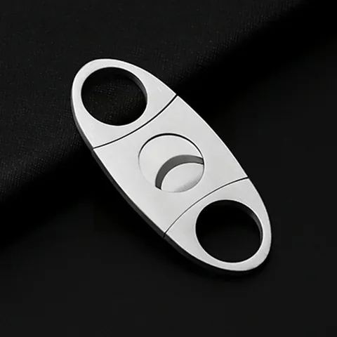 Minimalist Stainless Steel Double Blade Cigar Cutter Brushed Metal Portable Cigar Scissors Smoking Accessories For Men