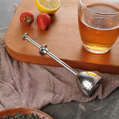 304 Stainless Steel Press Tea Infuser Conical Mesh Tea Strainer Stick Pipe Filter For Loose Leaf Tea Home Kitchen Tools