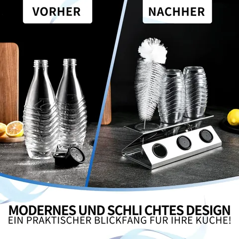 304 Stainless Steel Soda Bottle Drying Rack With Drip Tray Brushed Metal Finish Kitchen Organizer For Glass Bottle Storage