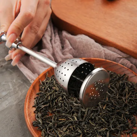 304 Stainless Steel Press Tea Infuser Conical Mesh Tea Strainer Stick Pipe Filter For Loose Leaf Tea Home Kitchen Tools