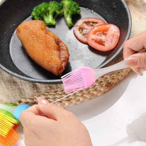Heat Resistant Silicone Basting Brush For BBQ Baking Cooking Detachable Oil Brush With Translucent PP Handle Kitchen Gadget