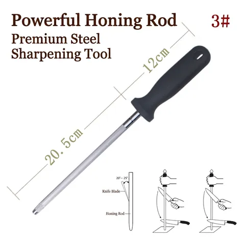 Professional Carbon Steel Honing Steel Sharpening Rod With Ergonomic Anti-Slip Handle For Kitchen Knife Maintenance