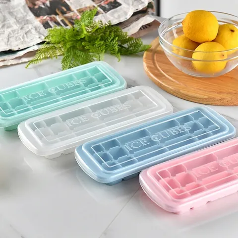 18-Grid Food Grade Silicone Ice Cube Tray With Lid Rectangular Stackable Flexible Ice Mold For Home Kitchen Fridge BPA Free