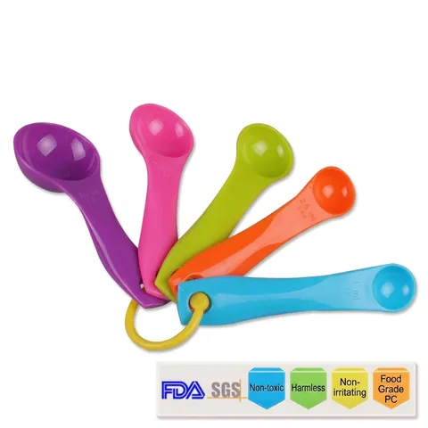 Rainbow Measuring Spoons Colorful Plastic PS Measuring Tools For Baking Cooking Kitchen Measurement Spoon Tools