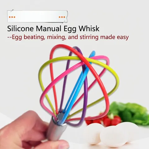 Silicone Manual Whisk With Stainless Steel Handle Colorful Mixing Tool For Kitchen Baking Egg Beater Cream Blender Utensil