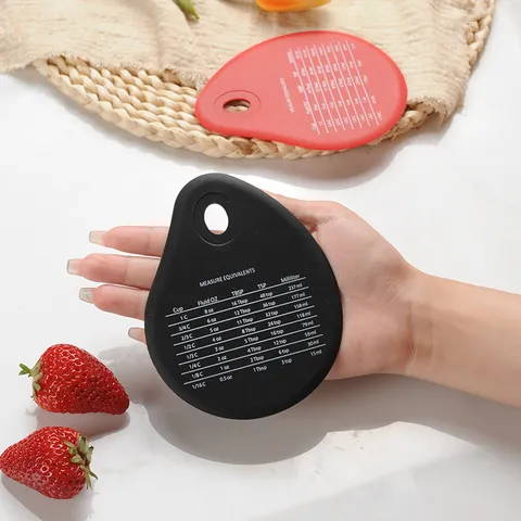 Water Drop Shape Silicone Dough Scraper Integrated Baking Cutter With Measurement Equivalents Chart Kitchen Tool