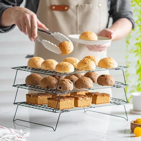 3-Tier Detachable Iron Cooling Rack Black Metal Pastry Display Stand For Bread Cake Cookie Baking Cooling Grid Rack Kitchen Accessories