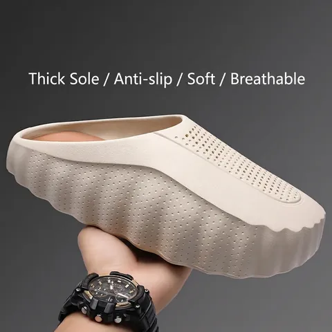 Summer Couples Thick Sole Clogs Breathable Non-Slip Beach Sandals Cloud Feel Hollow Out Slippers For Women Men