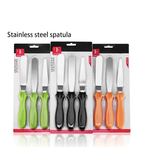3 Piece Stainless Steel Cake Spatula Set Professional Icing Spatula Angled Spatula For DIY Baking Cake Decorating Kitchen Tools