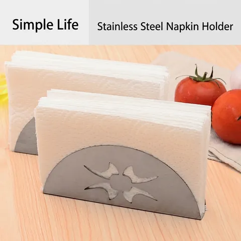 Fan Shaped Stainless Steel Napkin Holder Vertical Brushed Metal Tissue Stand Hollow Out Pattern Tabletop Paper Dispenser