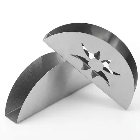 Fan Shaped Stainless Steel Napkin Holder Vertical Brushed Metal Tissue Stand Hollow Out Pattern Tabletop Paper Dispenser