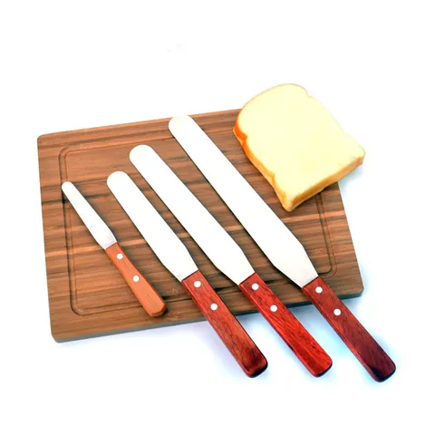 Professional Stainless Steel Cake Palette Knife With Wood Handle Icing Spatula Smoothing Tool For Bakery Home Baking Pastry Decoration