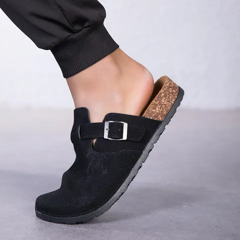Sabots Classiques Unisexe avec Semelle en Liège Mules Fermées pour Hommes Femmes Pantoufles en Cuir PU Ajustables Sandales Décontractées Extérieures