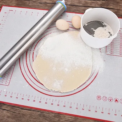 Large Silicone Baking Mat Non-Stick Kneading Mat With Measurement Scales Platinum Silicone Pastry Mat Heat Resistant For Kitchen