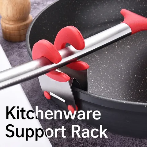 Stainless Steel Pot Side Clip Silicone Utensil Rest Heat Resistant Spatula Holder Anti-Scald Spoon Support Kitchen Cooking Gadget