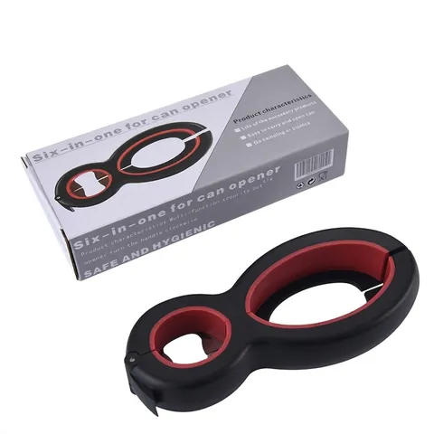 6-in-1 Multi-functional Can Opener Stainless Steel Manual Bottle Opener Ergonomic Non-slip Jar Lid Remover Kitchen Utensil