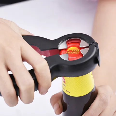 6-in-1 Multi-functional Can Opener Stainless Steel Manual Bottle Opener Ergonomic Non-slip Jar Lid Remover Kitchen Utensil