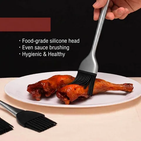 Stainless Steel Handle Silicone BBQ Brush Heat Resistant Oil Brush For Grill Baking Cake Pastry Basting Kitchen Cooking Tool