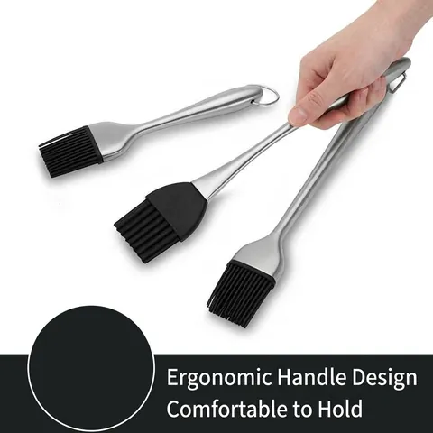 Stainless Steel Handle Silicone Basting Brush High Temperature Resistant Oil Brush For BBQ Baking Pastry Cooking DIY Cake Tools