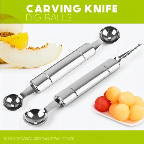 Stainless Steel Fruit Baller Dual Head Fruit Carving Knife Melon Scooper Platter DIY Tool Portable Kitchen Gadgets Fruit Tools
