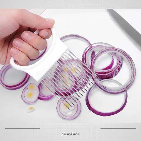Stainless Steel Onion Holder Slicing Guide Vegetable Slicer Needle Potato Tomato Helper Kitchen Gadget Hand Protector