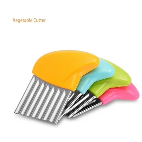 Stainless Steel Crinkle Cutter Vegetable Slicer Wave Blade Potato Slicer Manual French Fry Cutter For Kitchen Gadget Prep
