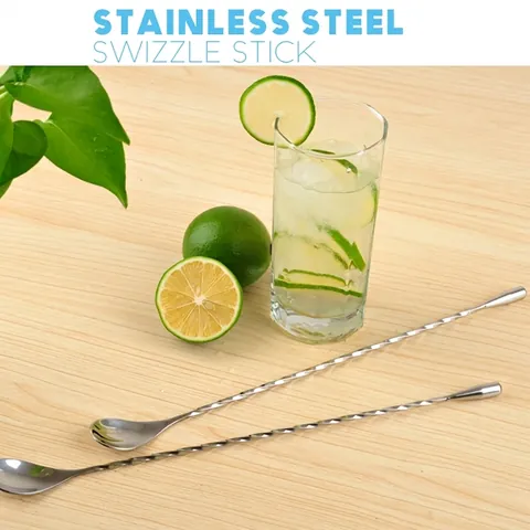 Varilla Agitadora de Acero Inoxidable 304 Mango en Espiral Mezclador de Barra para Cóctel Bebidas Frías Té con Leche Cuchara Larga