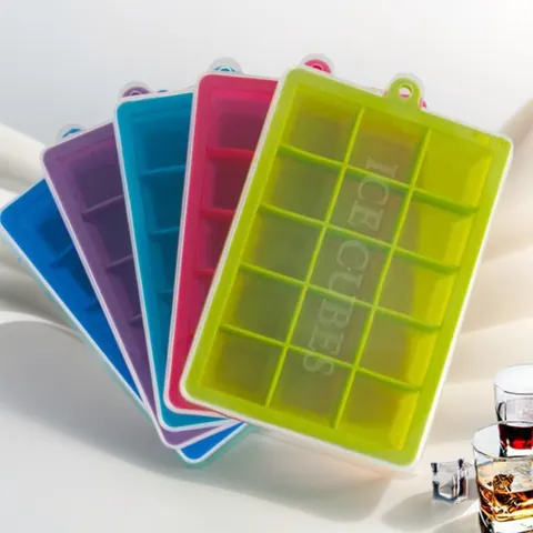 15-Grid Silicone Ice Cube Mold With Removable Lid Square Ice Trays For Whiskey Cocktails Easy Release Kitchen Bar Tools
