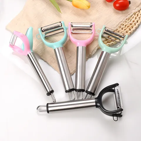 Stainless Steel Dual Head Vegetable Peeler Multi Functional Potato Shredder Fruit Grater Kitchen Paring Tool With Hanging Hole