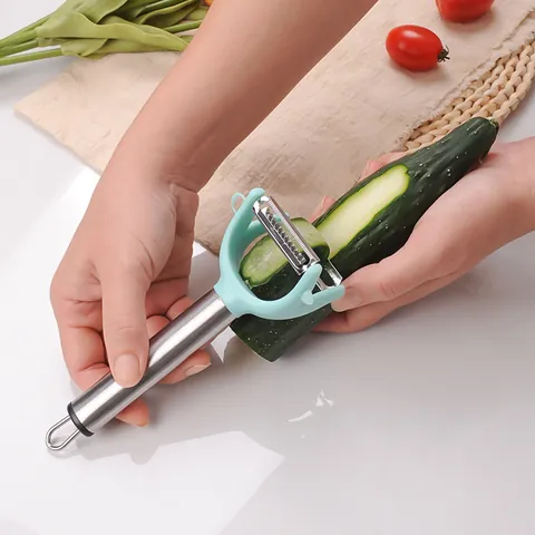Stainless Steel Dual Head Vegetable Peeler Multi Functional Potato Shredder Fruit Grater Kitchen Paring Tool With Hanging Hole