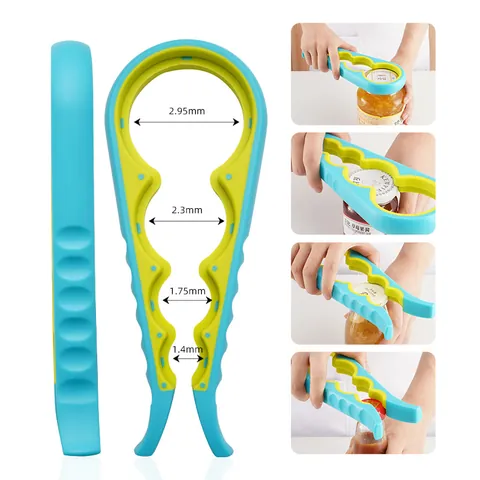 Multifunctional Manual Jar And Bottle Opener Set Ergonomic Non-Slip Can Lid Gripper Kitchen Gadget For Weak Hands Seniors Adults