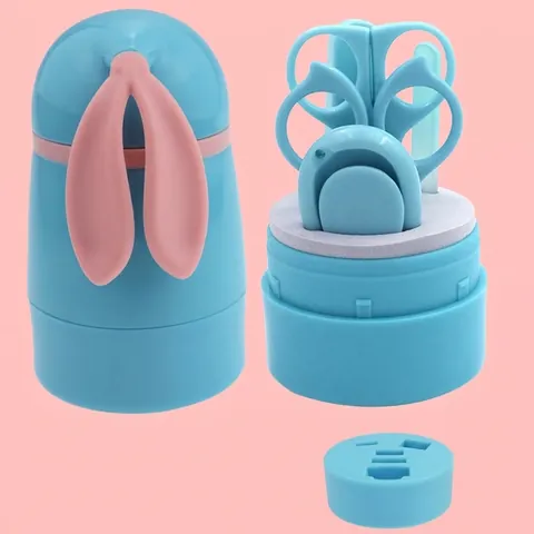 Cute Cartoon Rabbit 5 Piece Baby Nail Care Set Stainless Steel Nail Clippers Scissor Tweezers File Kit With Storage Case For Infants