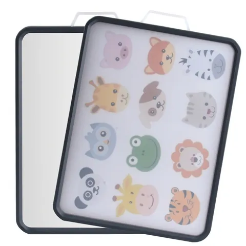 Dual Sided 304 Stainless Steel Cutting Board with Cartoon Pattern Non-Slip PP Plastic Chopping Board with Hanging Handle