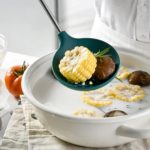 Heat Resistant Silicone Kitchen Utensil Set With 304 Stainless Steel Handle Non Stick Cooking Turner Soup Spoon Pasta Server