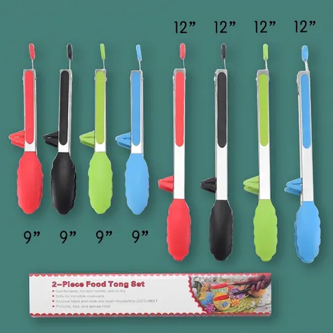 Pinze per Alimenti in Silicone e Acciaio Inossidabile Con Supporto Resistente al Calore Antiscivolo Pinze da Cucina per Barbecue