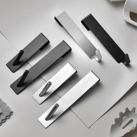 Stainless Steel Over Door Hook For Bathroom Glass Door Brushed Matte Black Towel Robe Hanger Organizer Drill Free Metal Hook