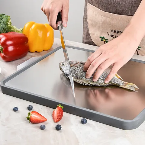 Tagliere a Doppia Faccia in Acciaio Inossidabile 304 in Plastica PP con Motivo a Cartoni Animati Antiscivolo per Cucina