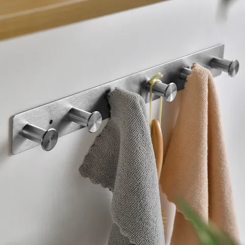 Over-Door Stainless Steel Hanger Hook Modern Minimalist Brushed Metal Clothes Rack For Kitchen Bathroom Bedroom Storage Organizer