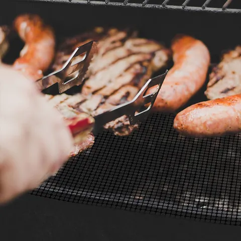 Non Stick BBQ Grill Mesh Mat Heat Resistant Reusable Glass Fiber PTFE Coated Grilling Sheet For Outdoor Camping Picnic Cooking Tools