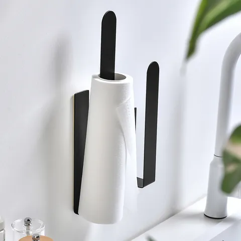 Punch-Free Stainless Steel Paper Towel Holder Kitchen Cling Film Storage Rack Wall Mounted Towel Organizer Bathroom Cup Drain Rack