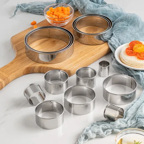 14Pcs Stainless Steel Round Cookie Cutter Set Circular Mousse Ring Baking Mold DIY Cake Fondant Biscuit Tools With Tin Box