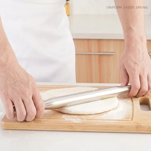 304 Stainless Steel Rolling Pin Non-Stick Seamless Dough Roller Metal Baking Tool For Pizza Pastry Pasta Kitchen Accessories