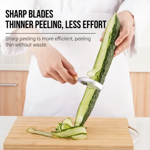 Zinc Alloy Fruit Peeler with Ergonomic Wooden Handle P-Type Vegetable Scraper for Potato Apple Kitchen Gadget Peeling Tool