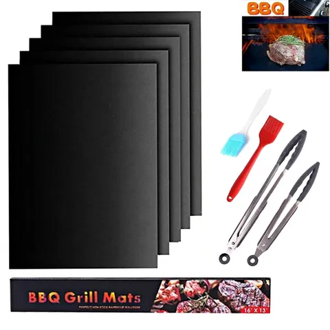Heat Resistant Non-Stick PTFE BBQ Grill Mat Glass Fiber Baking Sheet For Outdoor Camping Picnic Reusable Oven Liner Cookware