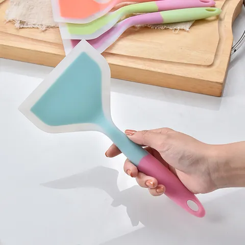 Spatola Larga in Silicone Traslucido per Alimenti Colore Macaron Resistente al Calore Antiaderente Spatola per Omelette Tamagoyaki per Casa