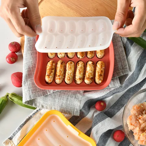 Silicone Sausage Mold Food Grade Homemade Hot Dog Maker Baby Food Supplement Ham Sausage Steam Grill DIY Mold Kitchen Tool